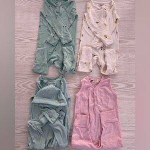 Lot of 4 Monica & Andy, Purely Soft/ Carter's Footies 9mo